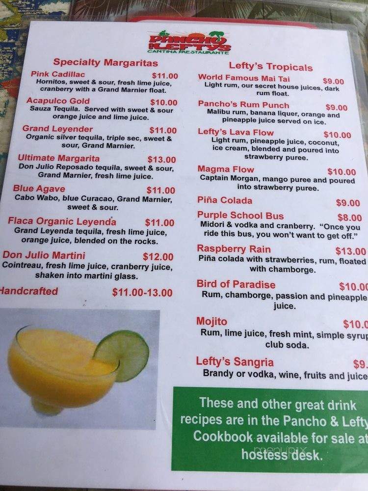 Pancho & Lefty's Cantina - Kailua Kona, HI menu_pic