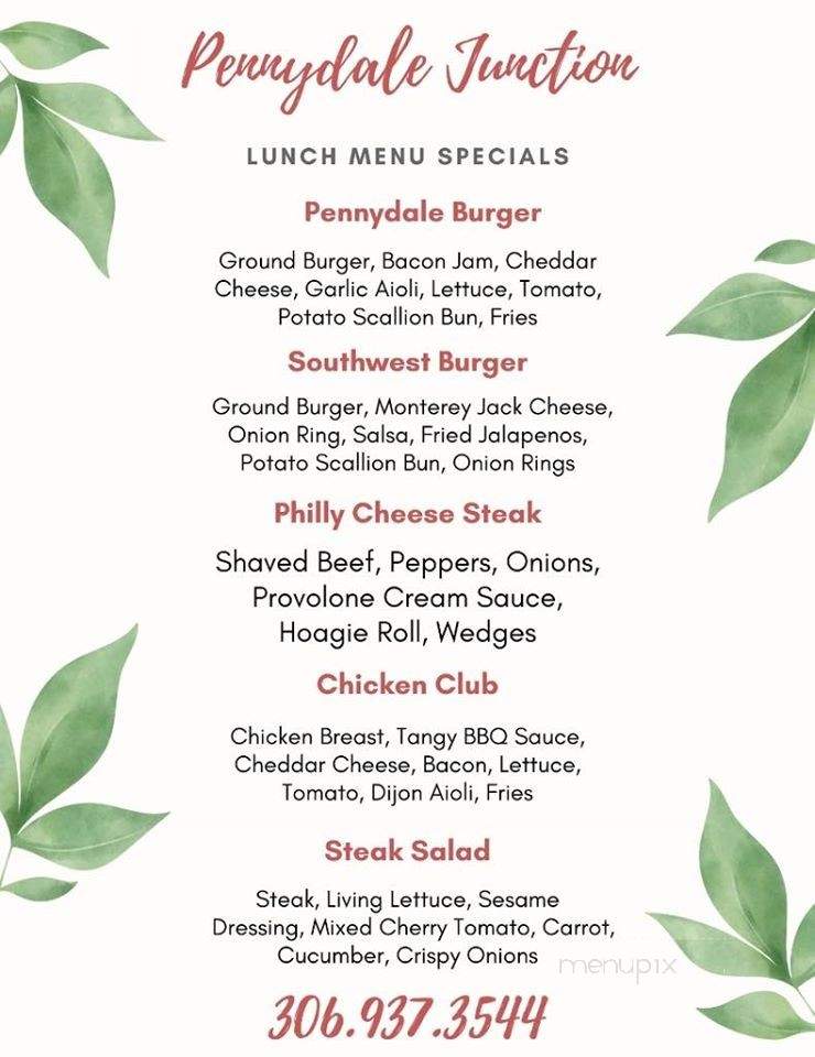 Pennydale Junction - North Battleford, SK menu_pic