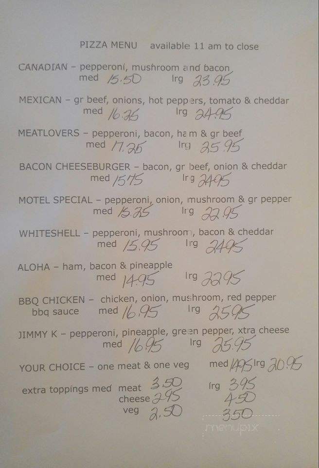Seven Sisters Motel & Restaurant - Seven Sisters Falls, MB menu_pic