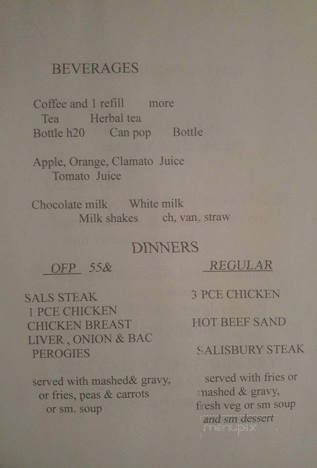 Seven Sisters Motel & Restaurant - Seven Sisters Falls, MB menu_pic
