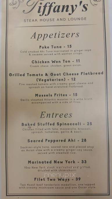Tiffany's Steakhouse & Lounge - Red Deer, AB menu_pic