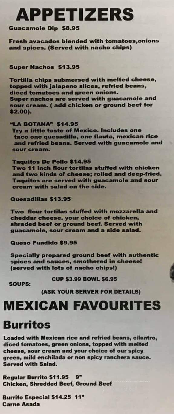 El Comal Mexican - Lethbridge, AB menu_pic