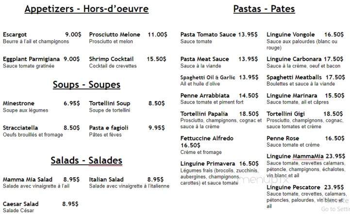 Mamma Mia Pizzeria - Montreal, QC menu_pic