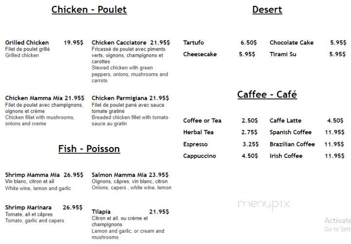 Mamma Mia Pizzeria - Montreal, QC menu_pic