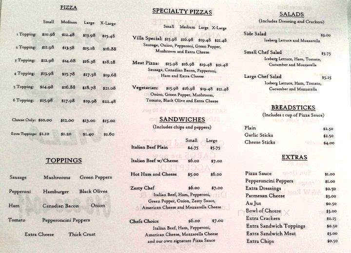 Pizza Villa - Anna, IL menu_pic