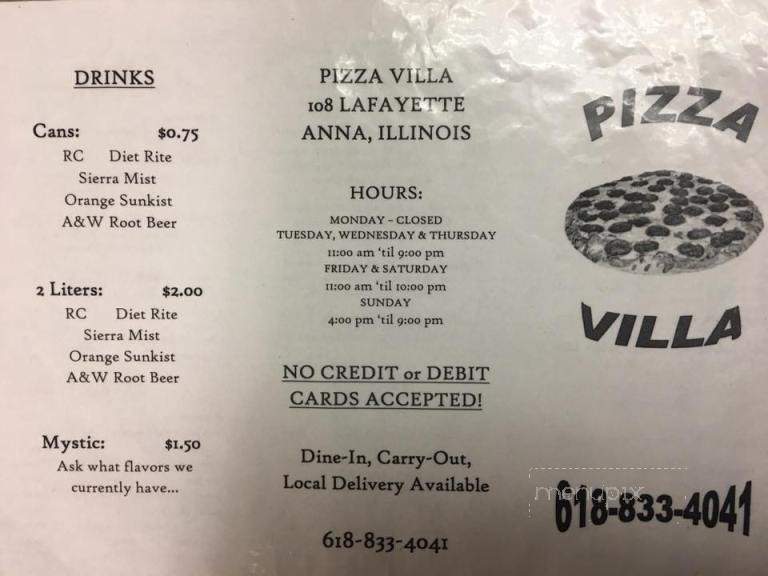 Pizza Villa - Anna, IL menu_pic