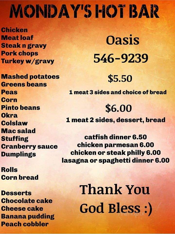 Oasis Pizza Station - Barbourville, KY menu_pic
