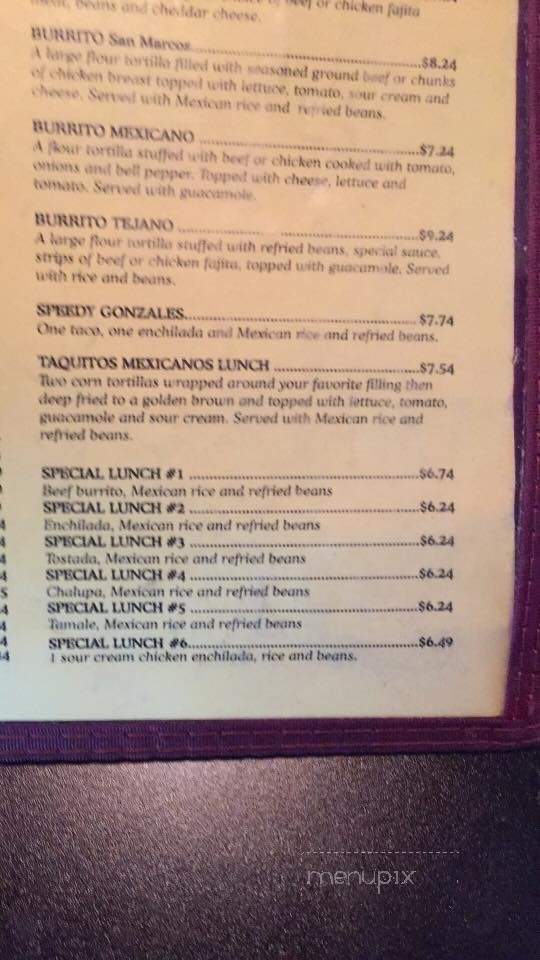 San Marcos Mexican Restaurant - Winnsboro, LA menu_pic