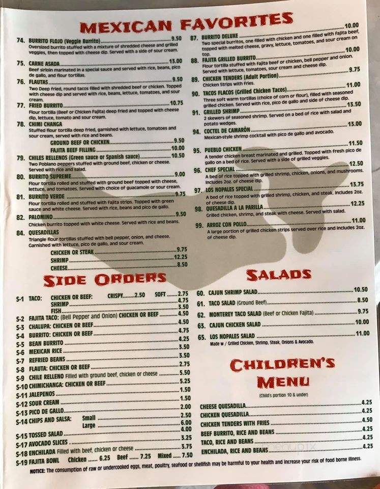 Will Los Nopales In Lagrange Be Open Christmas Day 2022 Menu Of Los Nopales Mexican Restaurant In Lagrange, Ga 30241