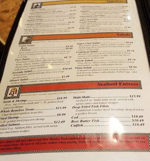 El Camino Restaurant & Lounge - Socorro, NM menu_pic