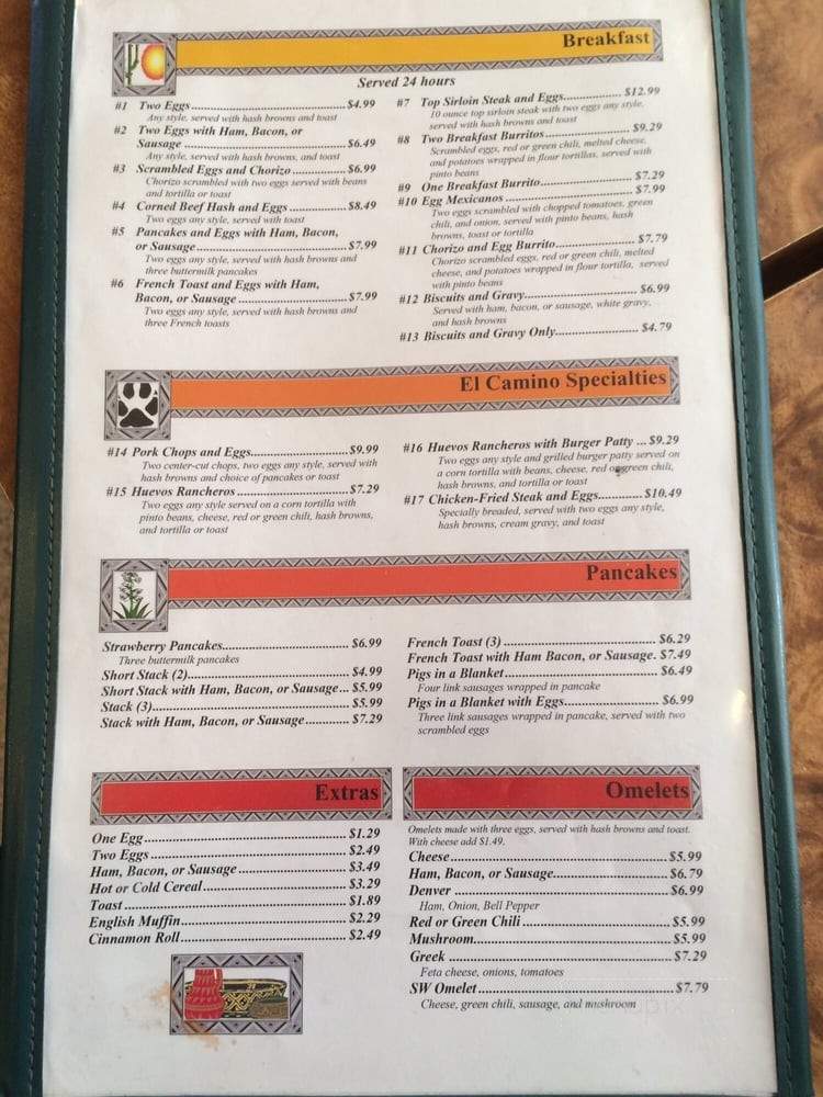 El Camino Restaurant & Lounge - Socorro, NM menu_pic