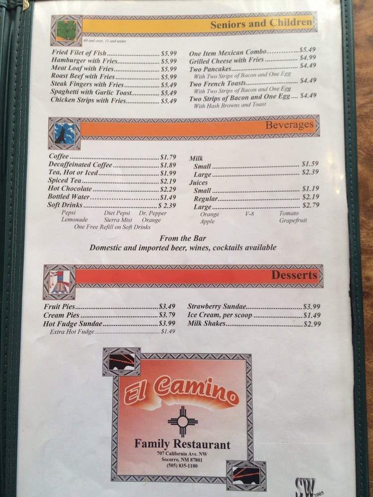 El Camino Restaurant & Lounge - Socorro, NM menu_pic