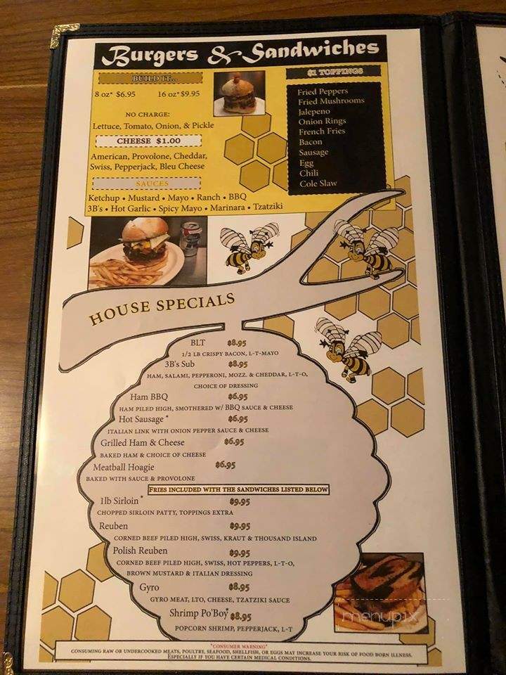 Three B's Lounge - Zelienople, PA menu_pic
