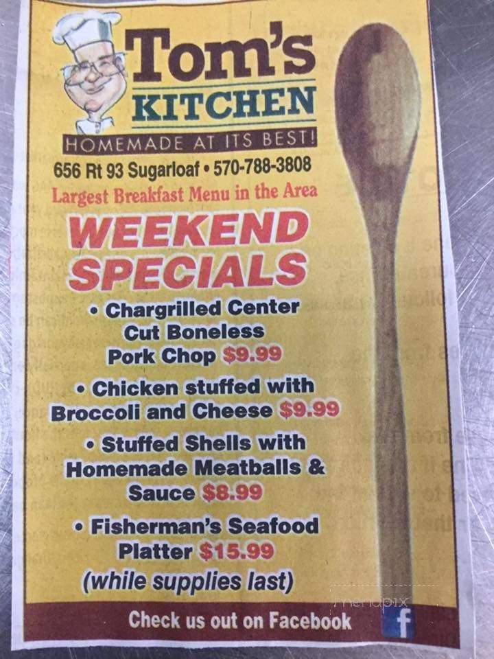 Tom's Kitchen - Conyngham, PA menu_pic
