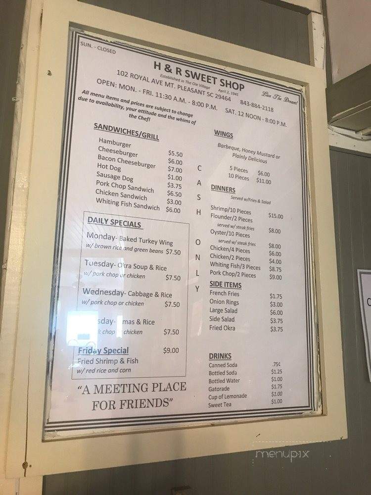 H & R Sweet Shop - Mount Pleasant, SC menu_pic