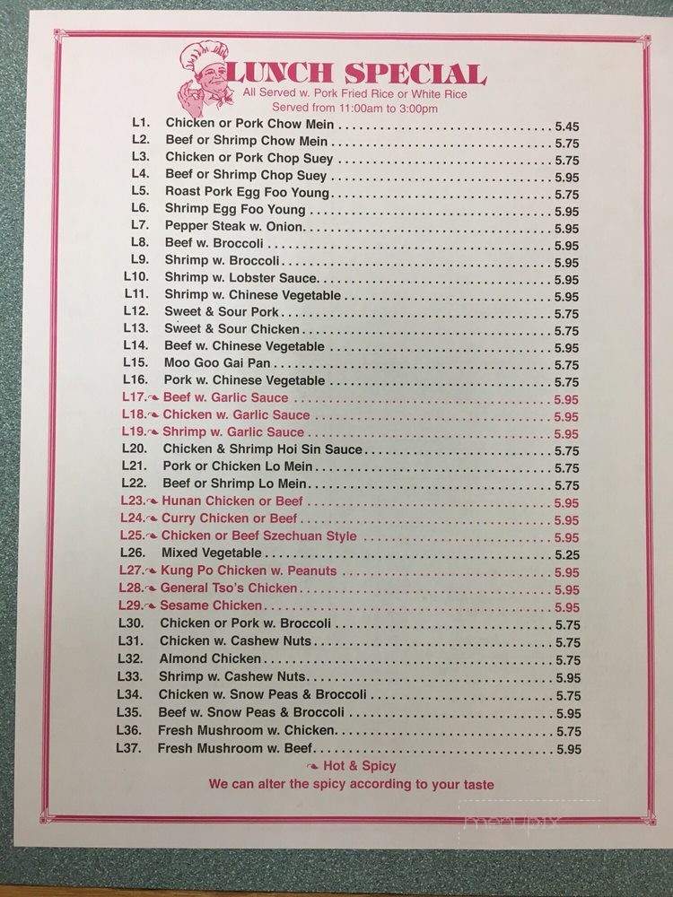 China Town Kitchen - Slinger, WI menu_pic
