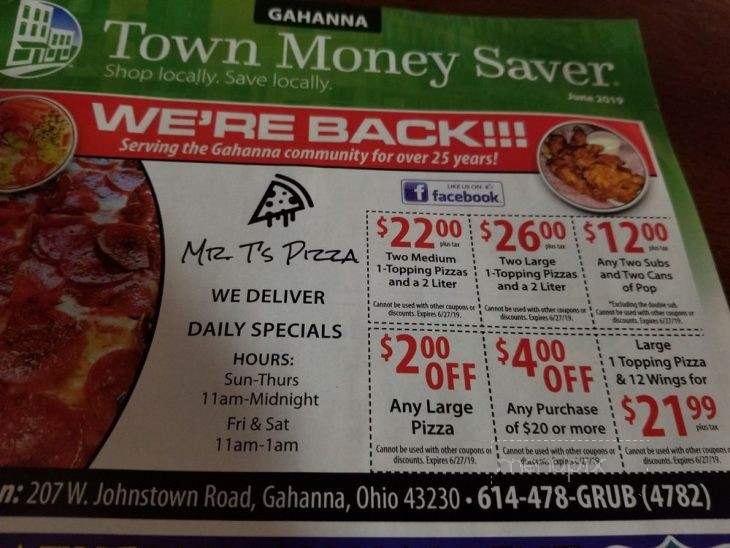 Mr T's Pizza - Gahanna, OH menu_pic