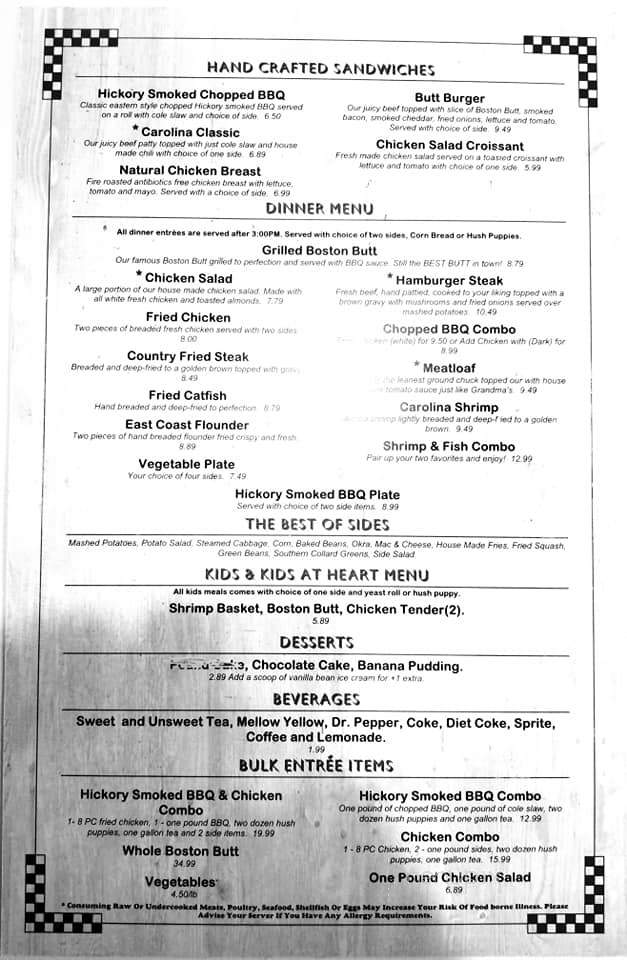 Finn Oliver's Family Restaurant - Lumberton, NC menu_pic