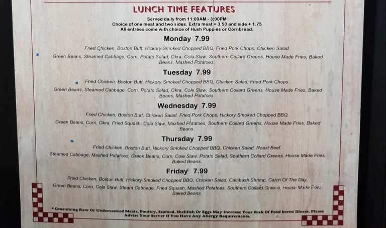 Finn Oliver's Family Restaurant - Lumberton, NC menu_pic