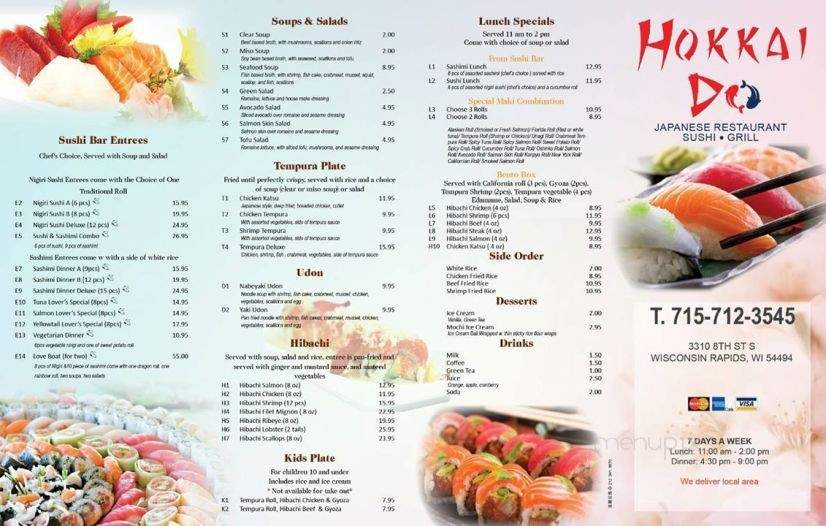 Hokkaido Sushi & Grill - Wisconsin Rapids, WI menu_pic
