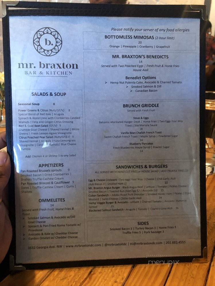 Mr Braxton Bar & Kitchen - Washington, DC menu_pic