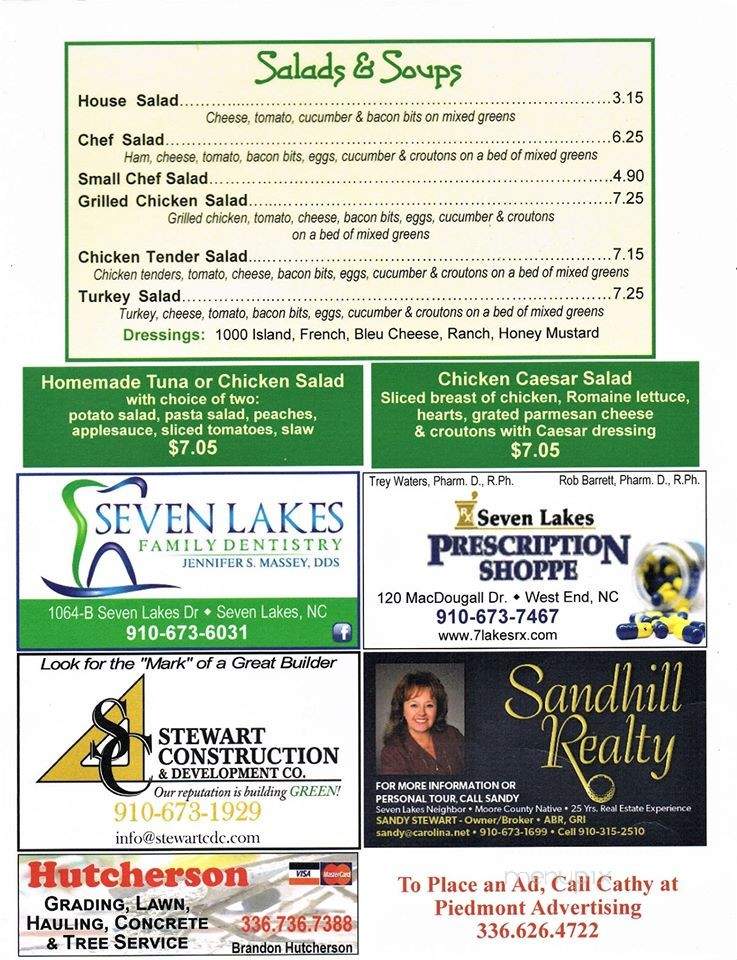 GreeneBow's - Seven Lakes, NC menu_pic