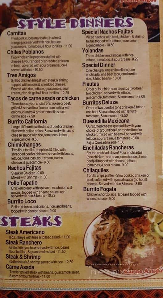 Menu of La Fogata Mexican Restaurant in Edgefield, SC 29824