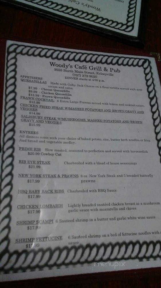 /380259939/Woodys-Cafe-Grill-and-Pub-Menu-Kelseyville-CA - Kelseyville, CA