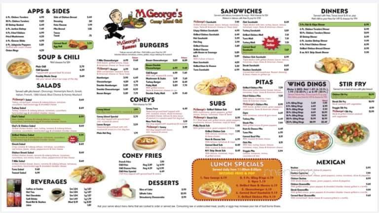 M George's Coney Island - Detroit, MI menu_pic