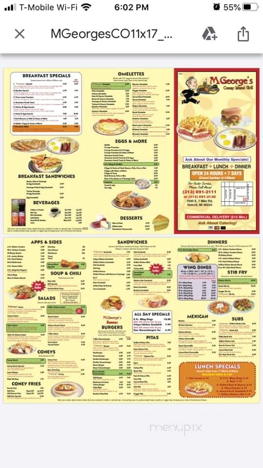 M George's Coney Island - Detroit, MI menu_pic