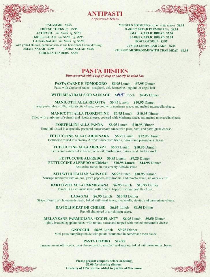 Gubbio's Italian Restaurant - Jacksonville, FL menu_pic