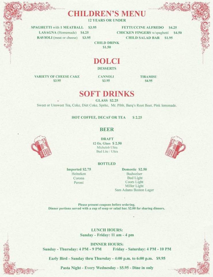 Gubbio's Italian Restaurant - Jacksonville, FL menu_pic