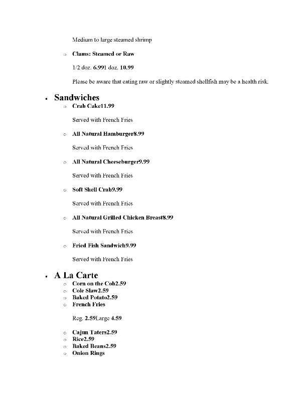 Mad Crabber - Avon, NC menu_pic