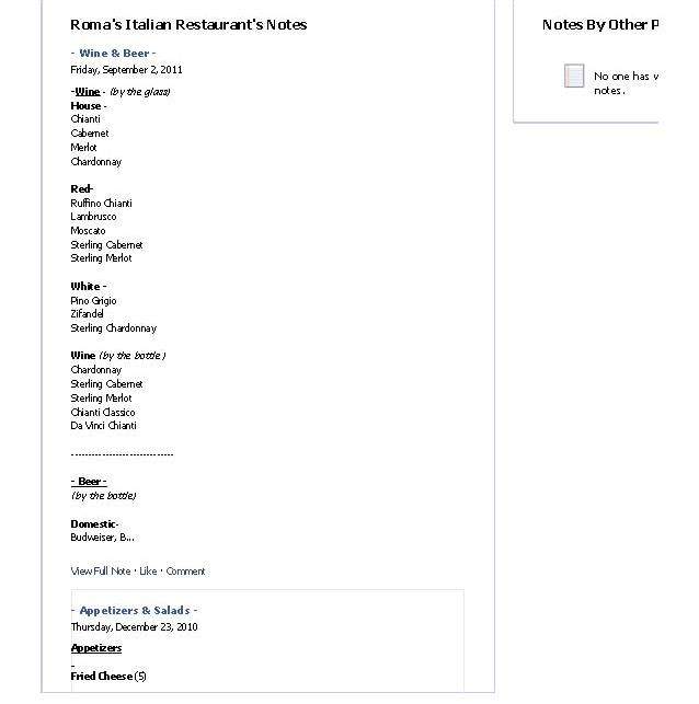 Roma's Italian Restaurant - Altus, OK menu_pic