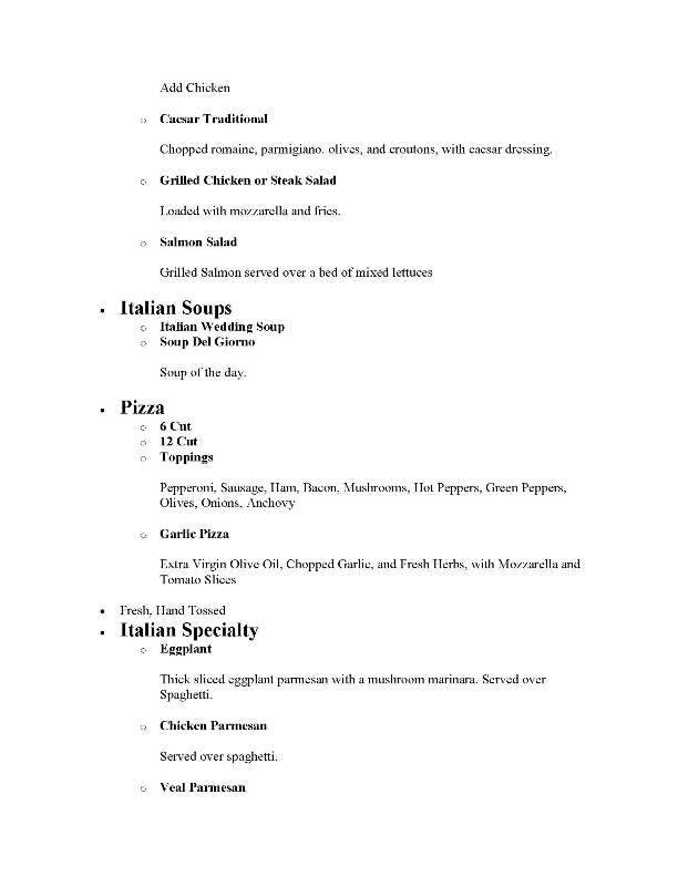 Jaffre's Italian Restaurant - Latrobe, PA menu_pic