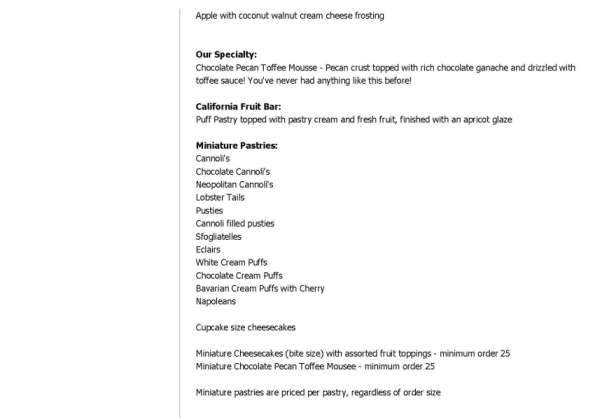 Desserts Beyond The Ordinary - Utica, NY menu_pic