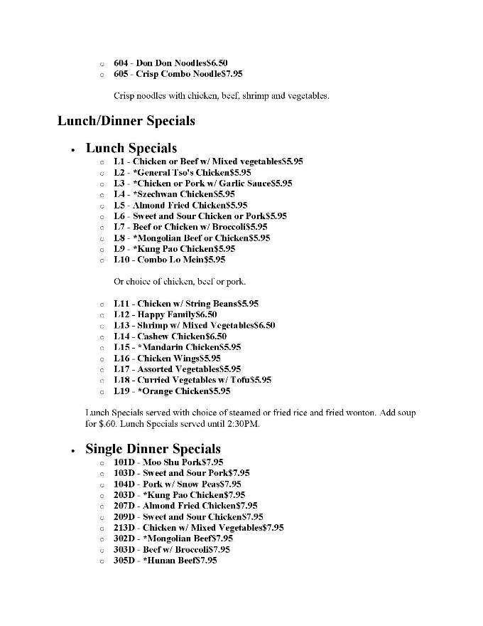 Lotus - Mukilteo, WA menu_pic