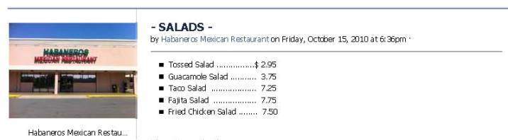 Habanero's Mexican Restaurant - Millbrook, AL menu_pic