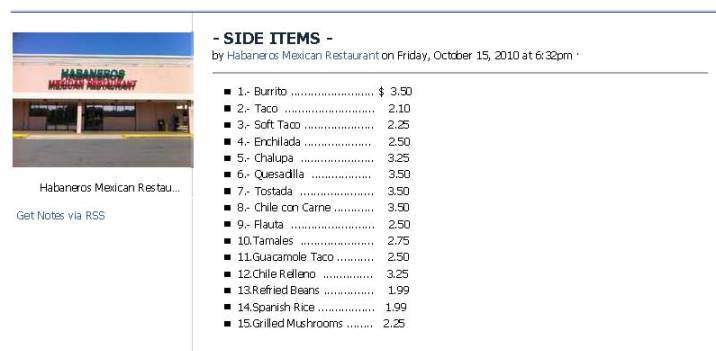 Habanero's Mexican Restaurant - Millbrook, AL menu_pic