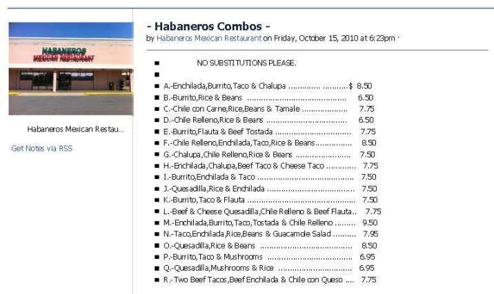 Habanero's Mexican Restaurant - Millbrook, AL menu_pic