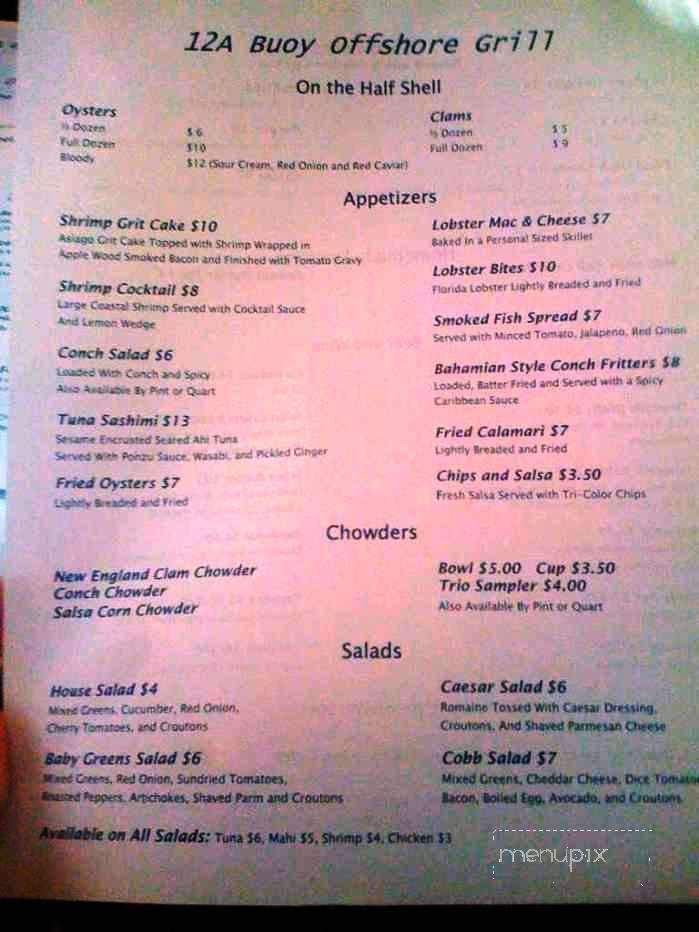12A Buoy - Fort Pierce, FL menu_pic