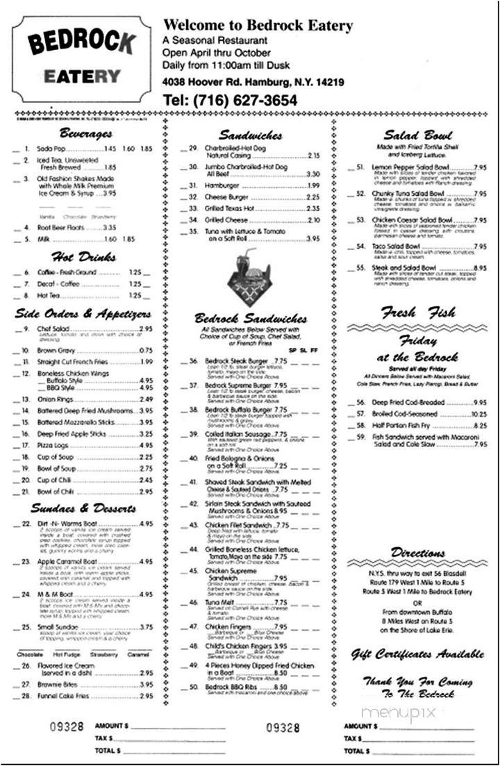 Bedrock Eatery - Hamburg, NY menu_pic