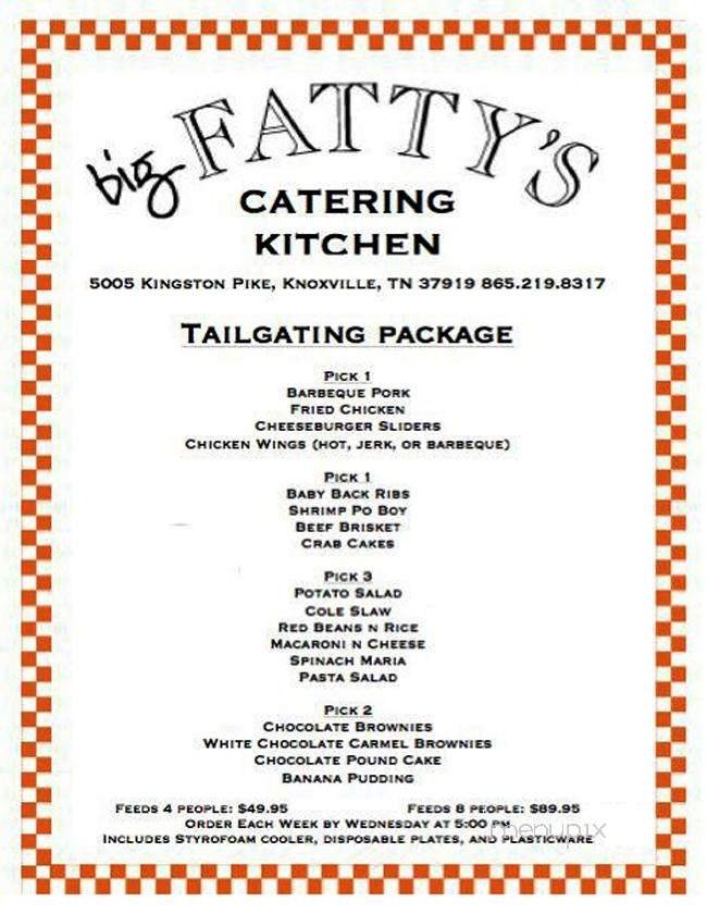 Big Fatty's Catering - Knoxville, TN menu_pic