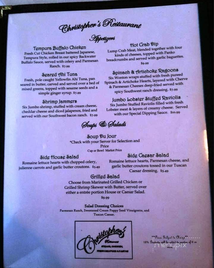 Christophers - Sneads Ferry, NC menu_pic