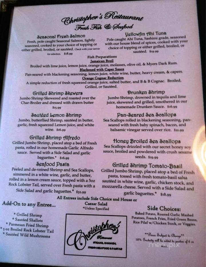 Christophers - Sneads Ferry, NC menu_pic