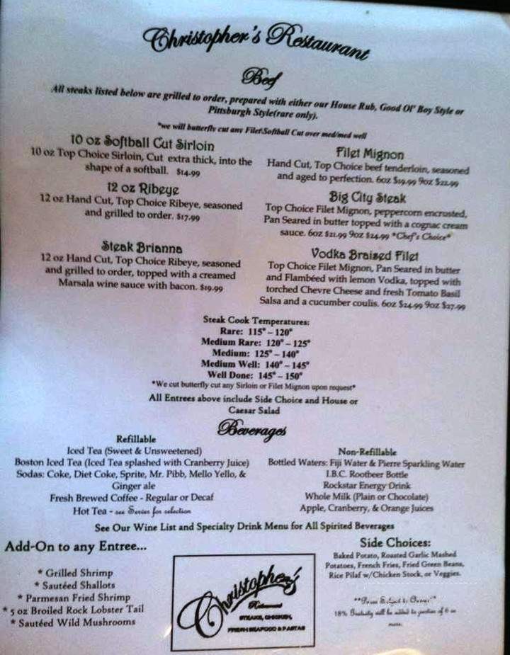 Christophers - Sneads Ferry, NC menu_pic