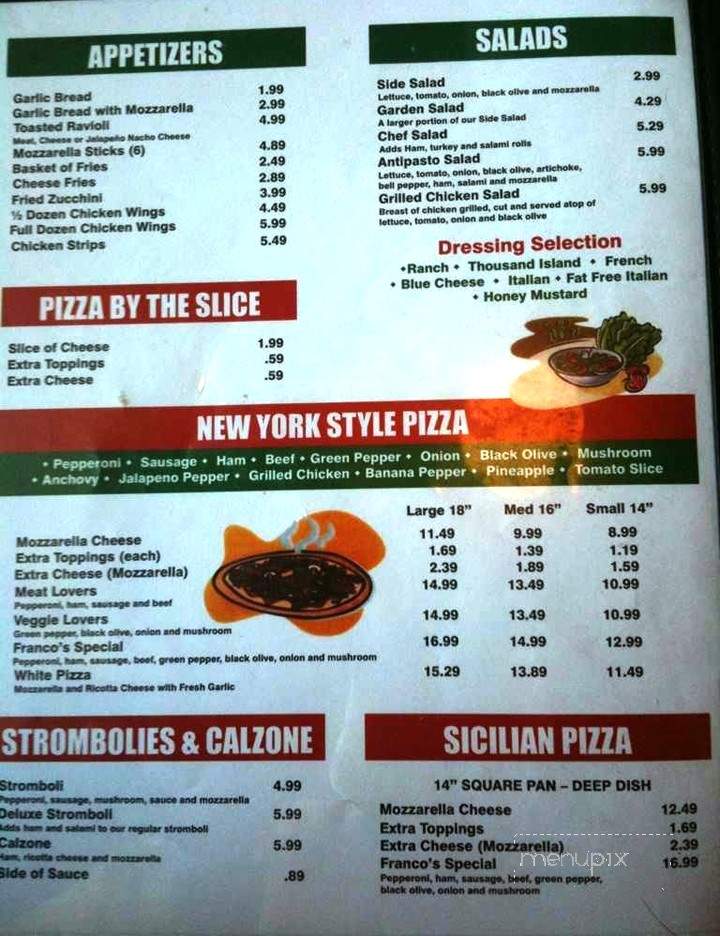 Franco's Pizza & Italian - New Bern, NC menu_pic