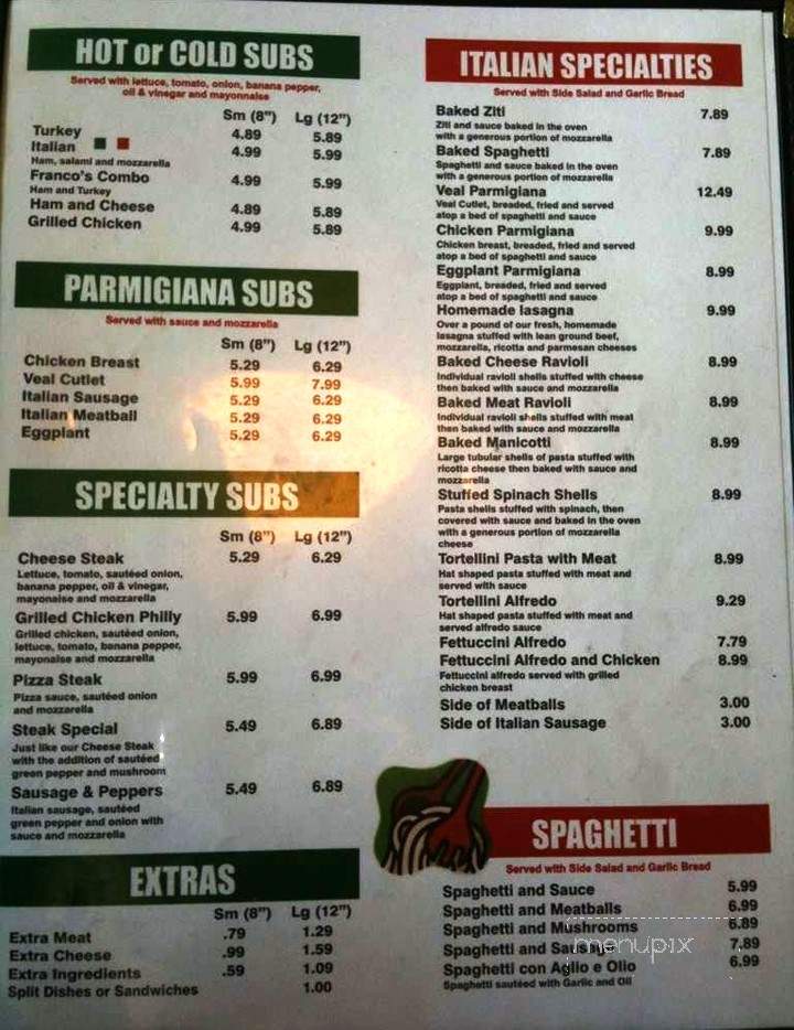 Franco's Pizza & Italian - New Bern, NC menu_pic