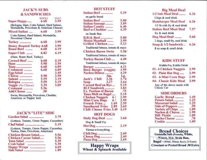 Happy Jack's Submarines - Mchenry, IL menu_pic
