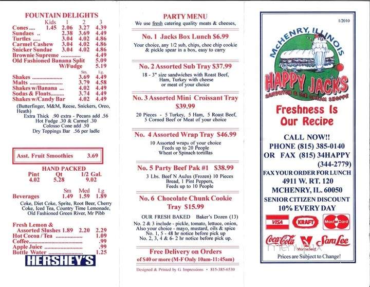 Happy Jack's Submarines - Mchenry, IL menu_pic